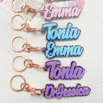 Móc khóa túi xách acrylic cá nhân hóa tên theo yêu cầu cho trẻ em, lấp lánh, thích hợp làm quà tặng Halloween, Giáng sinh, đồ trang trí Halloween, thời trang tựu trường, quà Giáng sinh, phụ kiện du lịch.