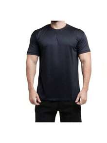 Men's DRY FIT T-Shirt Crew Neck Slim Fit Round Neck Short Sleeve Basic Casual Workout Gym Shirt - màu đen - Xem 2