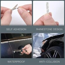 Pegatinas decorativas de coche con cristal y strass - 0,5 cm * 100 cm, Cubierta interior de auto, Accesorios de decoración de coche para niñas, Accesorios brillantes para personalizar el interior del vehículo - L9M0 - Multicolor - Ver 11