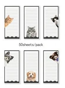 1 pieza Libreta magnética con diseño lindo de gato y perro, imán para refrigerador, bloc de notas, para listas de compras, listas de tareas, listas de regalos y recordatorios - Con respaldo magnético fuerte, bloc de notas, adecuado para el Día de San Valentín, Día del Maestro, Día de la Madre, Halloween, Navidad, temporada de regreso a clases y temporada de graduación. - Multicolor - Ver 1