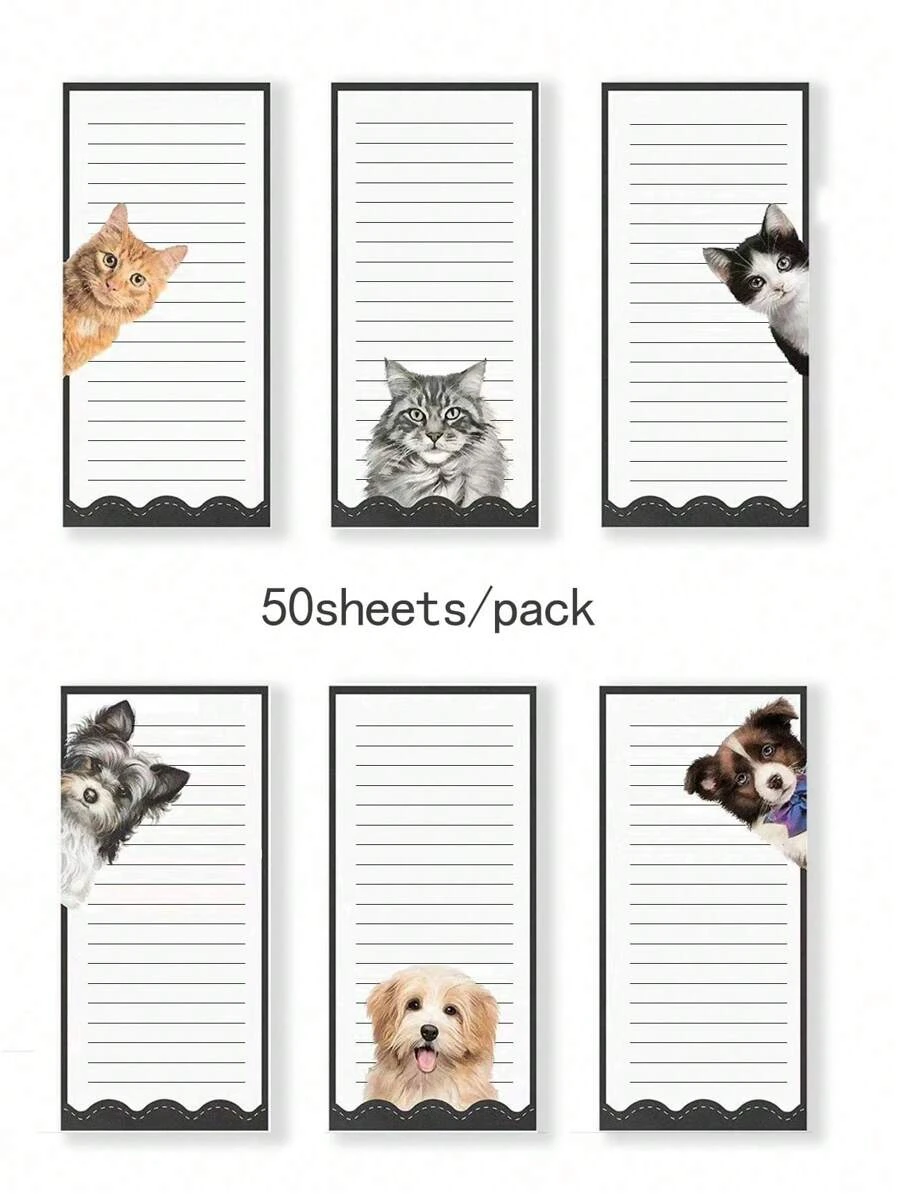 1 pieza Libreta magnética con diseño lindo de gato y perro, imán para refrigerador, bloc de notas, para listas de compras, listas de tareas, listas de regalos y recordatorios - Con respaldo magnético fuerte, bloc de notas, adecuado para el Día de San Valentín, Día del Maestro, Día de la Madre, Halloween, Navidad, temporada de regreso a clases y temporada de graduación. - Multicolor - Ver 1