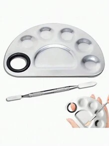 1 Juego de Paleta de Color de Acero Inoxidable con Varilla de Color para Belleza, Maquillaje, Paleta de Pigmento de Fundación Líquida