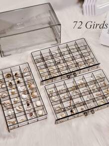 1 个亚克力 3 抽屉 72 槽珠宝收纳盒，适用于戒指、耳环、项链、吊坠的存放和展示，可作为生日或母亲节礼物赠送给女性和女孩 - 彩色 - 查看 3