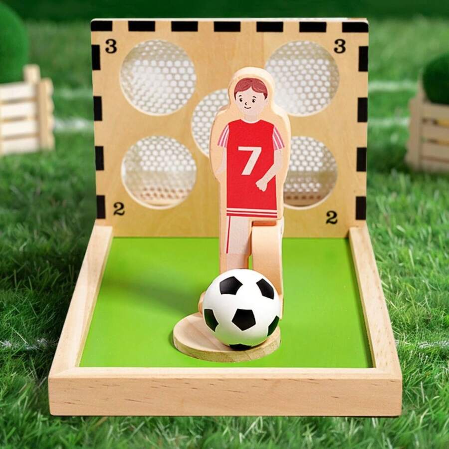 A Set Of Wooden Tabletop Pretend Play Football Game Toys, Interactive