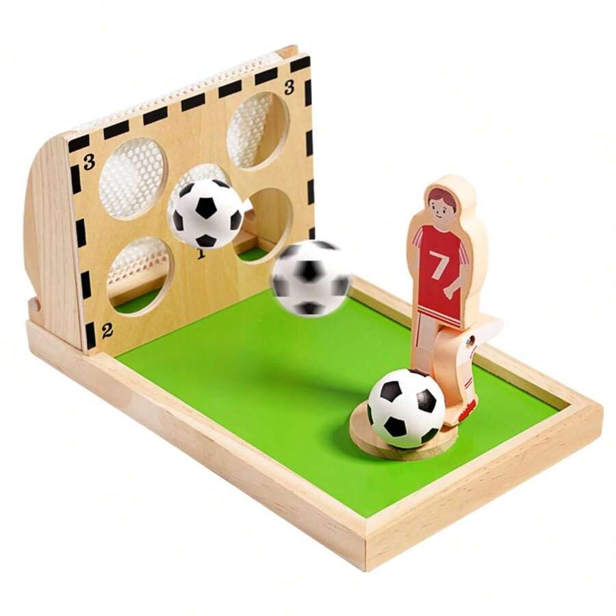 A Set Of Wooden Tabletop Pretend Play Football Game Toys, Interactive