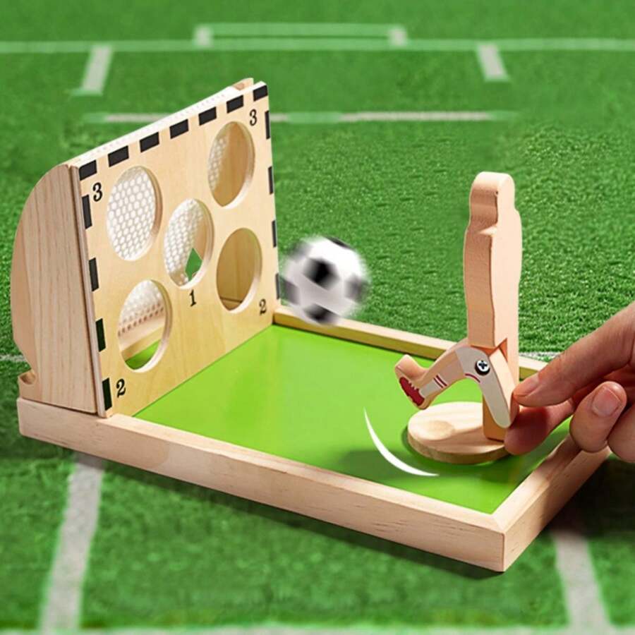 A Set Of Wooden Tabletop Pretend Play Football Game Toys, Interactive