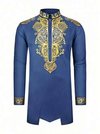 Men's Gilded Print Button-Up Shirt, Style