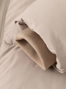 Women Puffer Jacket Hood Winter Water Repellent Wind-Resistant Ladies Classic Quilted Padded Coat Big Pocket - Oat - View 9