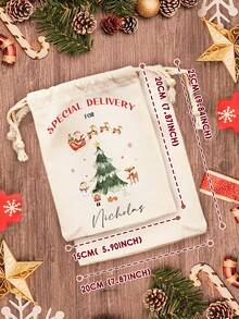 1pc Custom Christmas Bag Personalized Name Bags For Christmas Gift Perfect For Carrying All Your Gift! Custom Name And Letter Bag Anniversary Gift, Valentine Gift, Birthday Gift, Best Friend Gift, Gift For Mom, Gift For Girlfriend, Gift For Her, Gift For Wife, Christmas Gift, Halloween Day Gifts, Thanksgiving Gifts, Merry Christmas