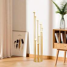 Gold 9 Arm Candle Holder, 46.3inch Floor Candelabra Tall Candlestick Holder For Wedding Home Christmas Halloween Party Decoration - 金色(1個) - 查看 4
