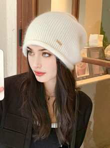 1pc Women Striped Knit Hat, Warm Thickened Winter Ear Protection Cap, Cute Beanie For Autumn Winter Casual Elegant Vintage Street Chic Fashion, Versatile, Large Head Circumference, Suitable For Outdoor, Skiing, Cycling, Travel, Party, Daily Use