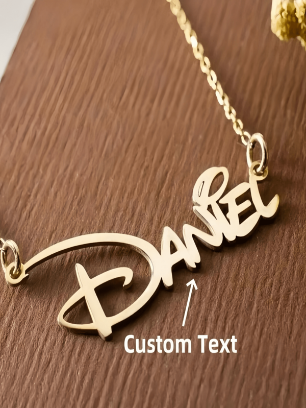 1pc Gold Silver Custom Necklace, Personalized Retro Exquisite Pendant Name Necklace, Stainless Steel Jewelry Wedding Gift Personalized Creative Simple DIY English Letter Name Necklace To Friends, Family Good Gift Mother's Day, Valentine's Day To Her Best Gift (Custom Only In English) Valentines