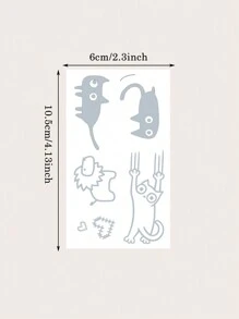 1 件草本临时纹身可爱极简猫、心形图案化妆身体艺术防水蓝色显示不反光假纹身贴纸持久 5-14 天适合男女 - 黑色 - 查看 9