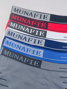 6 件装男士字母印花松紧腰透气三角裤，高弹性 - 彩色 - 查看 3