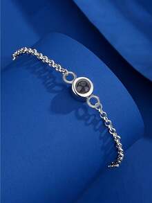 1PC Photo Projection Bracelet,Personalized Picture Inside Bracelet,Custom Picture Bracelet,Couples Bracelet, Fashion Best Friend Gift,Gift For Mom - Silver - View 3