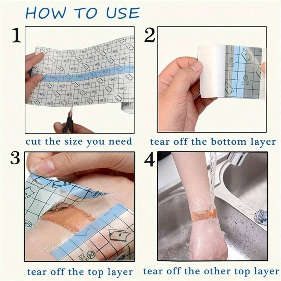 1pc Waterproof Bandages For Swimming, Adhesive Transparent Dressing For