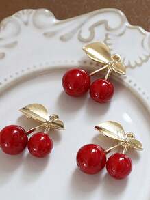 3pcs Cute Semi-Transparent 3D Strawberry & Cherry Pendant For DIY Jewelry, Earrings Supplies