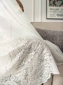 ستارة شفافة مزينة بطرز الزهور والخرز والجواهر عالية الجودة والفخامة لغرفة النوم والشرفة وغرفة المعيشة