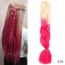 合成大号编织发渐变色大号辫子接发 1 件，适用于扭纹钩编编织发耐热高温纤维 24 英寸，万圣节角色扮演装扮时尚派对圣诞新年礼物