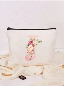 Women's Customizable 26 Letter Pattern Cosmetic Bag & Wallet, Toiletry Bag, Zipper Phone Pouch, Pencil Case, Large Capacity Makeup Bag, Clutch, Bridesmaid Makeup Bag, Toiletry Bag, Makeup Box Handbag, Travel Organizer Cosmetic Bag, Bohemian Style, Suitable For Vacation, Beach, Bathroom, Bedroom, Large Capacity - Multicolor - View 2