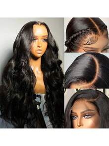 34 Inch 13x4 Body Wave Lace Front Wigs Human Hair For Women 150% Density Lace Front Wigs Human Hair Pre Plucked With Baby Hair Natural Hairline Brazilian Virgin Glueless Human Hair Wigs Wigs For Women Human Hair Wigs (8-34 Inch) - Natural & Black - View 2