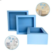 Square Niche Kit 3 Sizes In Blue Painted MDF S M L Fixed Wall Decoration - 藍色 - 查看 2