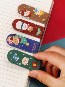 5件/套圣诞礼物卡通圣诞磁性书签，颜色随机，儿童活动礼物，学生生日礼物 - 彩色 - 查看 4