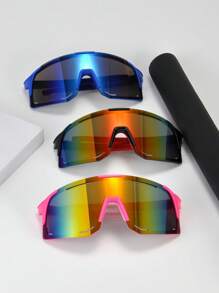 1pc Men's Pink Plain Y2k Sports Glasses Suitable For Outdoor Beach Accessories For Women Glasses Shades - Multicolor - View 10