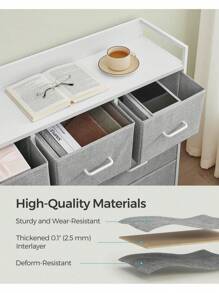 SONGMICS Chest Of Drawers, Bedroom Cabinet, 7 Fabric Drawers With Handles, Metal Frame, Grey And Cloud White