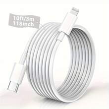 1Pc [6.6ft/2m, 10ft/3m]Car Carplay Fast Charger Cable Compatible With IPhone USB C To Lightning Cable Compatible With IPhone 14/13/12/11 Pro Max/Xs Max/ Xr/Xs/X/8/7 And More Fast Charging MFi Certified - White - View 2