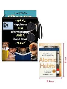 1 件 Slohif 书套袋书皮保护套带拉链可爱书套书套袋适用于平装硬书封面阅读配件适合学生女性读者 - 彩色 - 查看 6