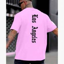 The Right Dragon (COLLAR) And Los Angeles Medieval (BACK) Oversized T-Shirt Men Women Cotton Shirt Reinforced Stitching Unisex StreetWear - Màu Hồng baby - Xem 2