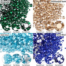 500pcs/1000pcs/2000pcs Round Flat Back Crystal Rhinestones, Multi-Color Jewel Beads For Jewelry Making, DIY Clothes, Bags, Shoes, Cups, Phone Cases - Red - View 2