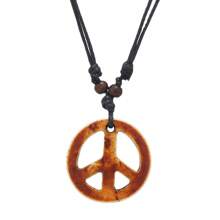1pc Men Retro Adjustable Acrylic Peace Sign Pendant Necklace Woven Punk Charm Jewelry, Unisex Accessory For Casual/Daily Wear - Peace - View 8