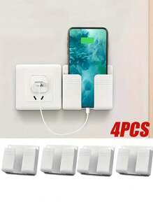 1/4 件壁挂式手机支架，带粘性，塑料多用途遥控器收纳架，适用于家庭和办公室 - 彩色 - 查看 1