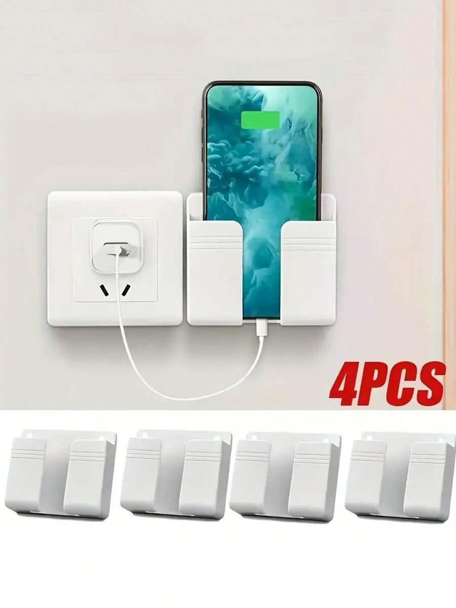 1/4 件壁挂式手机支架，带粘性，塑料多用途遥控器收纳架，适用于家庭和办公室 - 彩色 - 查看 1