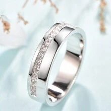 1 件 S925 纯银时尚男士戒指，镶嵌 1.0 克拉莫桑石，适合男士日常佩戴，个性化和创意，适合聚会、约会、周年纪念、派对、父亲节、万圣节、狂欢节、情人节、生日礼物，银重 9 克 - 銀色 - 查看 5