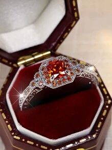 Vanel 1 chiếc nhẫn đính hôn thời trang và thanh lịch dành cho nữ đính đá Cubic Zirconia màu đỏ - nhẫn - Xem 9