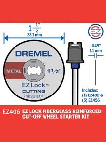 DREMEL 1/2 英寸（38.1 毫米）Dreme EZ456，5 件玻璃纤维增强切割轮，带 EZ402 心轴，旋转工具切割和打磨盘套装，工具配件 - 多色 - 查看 2