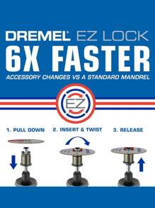 DREMEL 1/2 英寸（38.1 毫米）Dreme EZ456，5 件玻璃纤维增强切割轮，带 EZ402 心轴，旋转工具切割和打磨盘套装，工具配件 - 多色 - 查看 3