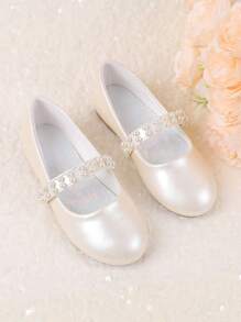 女童正式玛丽珍礼服鞋，适合婚礼、派对、伴娘、芭蕾舞，适合儿童，四季皆宜 - 香檳色 - 查看 6