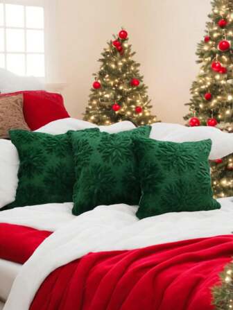 3 piezas/1 pieza Funda de almohada con diseño de copos de nieve artesanal para sofá, dormitorio, sala de estar, decoración del hogar