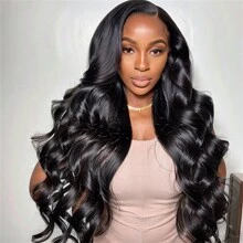 13x6 Body Wave Human Hair Wigs Glueless Pre Cut Lace Human Hair Wigs 13x6 HD Lace Frontal Wigs 100% Real Glueless Wigs Friendly For Beginners Pre Cut Straight Lace Front Wigs 250% Density No Glue Wigs - Natural Black - 查看 6