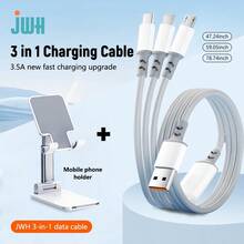 Cáp sạc đa năng 3 trong 1 Cáp sạc đa năng phổ thông (47,24/59,05/78,74 inch), Dây cáp USB nhanh với Type-C, Micro USB, Cổng IP cho hầu hết các điện thoại di động/IPad/IPhone/Máy tính bảng (Xám trắng) - Xám - Xem 10