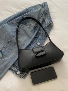 1 chiếc túi đeo vai nữ thời trang nơ nhỏ màu trơn ví cầm tay 2024 với thiết kế họa tiết da báo, thời trang đi làm, chất liệu PU, thích hợp cho du lịch hàng ngày, người lao động trí óc, văn phòng, công việc, kinh doanh, đi làm, ngoài trời, đi chơi, tiệc, tiệc tùng, đám cưới - màu đen - Xem 6