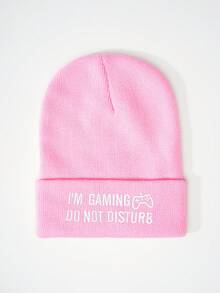 1 件 I'M GAMING 刺绣男女通用时尚百搭白色电子游戏针织帽，适合街头、派对、户外、秋冬季，保暖防寒 - 彩色 - 查看 2