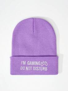 1 件 I'M GAMING 刺绣男女通用时尚百搭白色电子游戏针织帽，适合街头、派对、户外、秋冬季，保暖防寒 - 彩色 - 查看 5