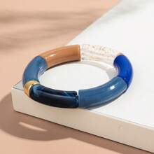 1pc Fashionable Leopard Print Acrylic Curved Adjustable Bracelet, Suitable For Women's Daily Wear - Geometric - View 39