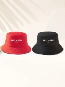 2 Packs Of Colorful Unisex MILANO Letter Pattern Couple Bucket Hats, Suitable For Outdoor Travel, Beach Vacation, Sun Protection, Suitable For Festivals And Casual Fashion Matching, Best Holiday Gift Men's Sun Hat Summer Hat, Suitable For Summer Outdoor Activities Such As Hiking And Fishing