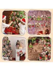 Bộ 24 đồ trang trí nhà kẹo Giáng sinh, kẹo Giáng sinh tròn hình ngôi nhà bánh gừng hình tàu hỏa hình bánh rán, đồ trang trí treo cây thông Noel bằng gỗ, đồ trang trí phòng ngày lễ và bệ cửa sổ, quà tặng tốt nhất cho tiệc Giáng sinh - Nhiều màu - Xem 5